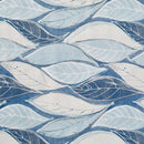 Wachstuchtischdecke PVC Autumn Wave Blätter türkis blau weiß silber 1,4m Br. Meterware