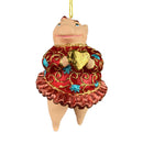 Christbaumschmuck Figur "Schwein mit Flügeln" Anhänger türkis-rot Weihnachten 10,5 cm