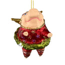 Christbaumschmuck Figur "Ballerina-Schwein mit Flügeln" Hänger Weihnachten grün-rot 8,5 cm hoch