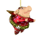 Christbaumschmuck Figur "Ballerina-Schwein mit Flügeln" Hänger Weihnachten grün-rot 8,5 cm hoch