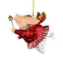 Christbaumschmuck Figur "Schwein mit Flügeln und Stern" Hänger weiß-rot-rosa Weihnachten 9,5 cm hoch