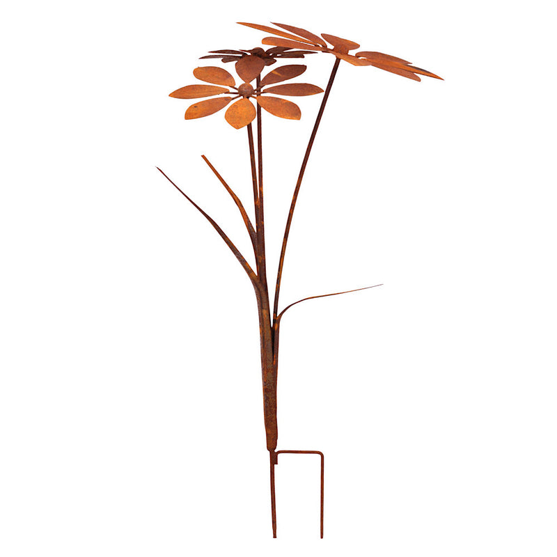 Blumenstecker Blumen Rost Deko Stecker Gartendeko Stab Beetstecker 3 Blüten 75cm hoch