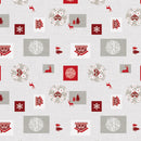 Wachstuchtischdecke PVC "Christmas Dream" Weihnachten grau rot 1,4m Br. Meterware