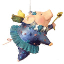 Christbaumschmuck Ballerina Schwein mit Flügeln und Stern blau-türkis 10cm hoch