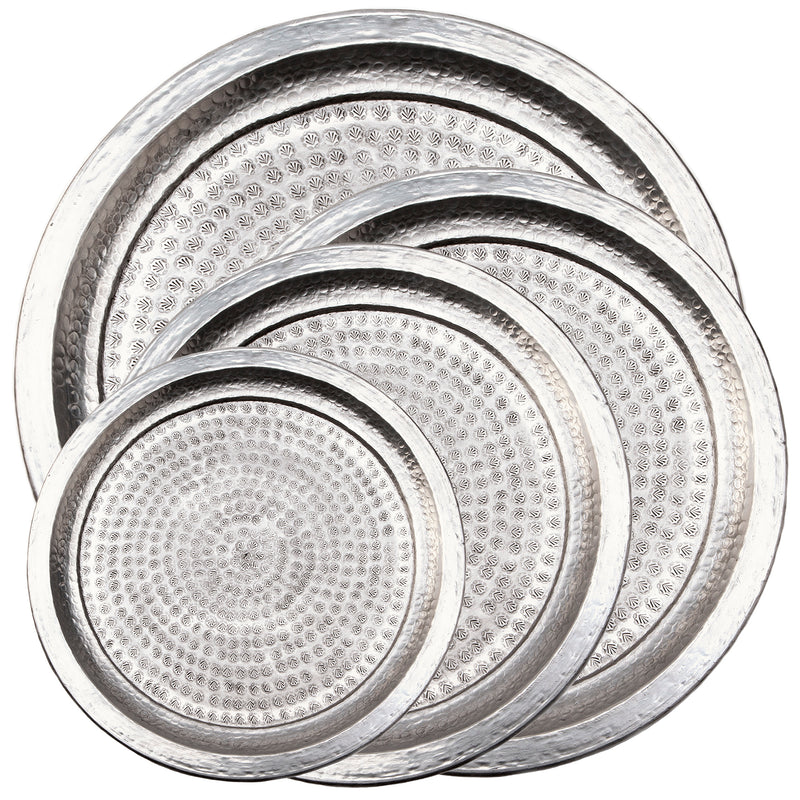 Darjeeling Aluminium-Tablett dekoratives, indisches Design silber