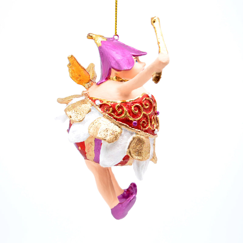 Christbaumschmuck Pummelelfe Figur "Dicke Elfe" Fee rot-weiß-gold Weihnachten Baumschmuck Hänger 15cm