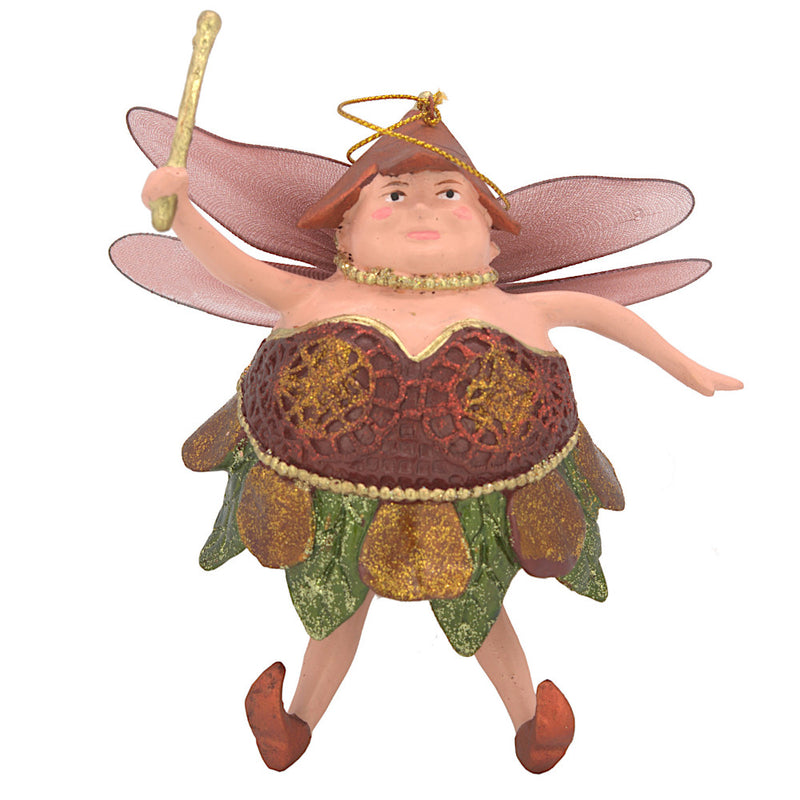 Pummelelfe Baumschmuck Figur "Dicke Elfe" Fee kupfer-grün-gold Hänger Ostern Frühling Weihnachten 15cm