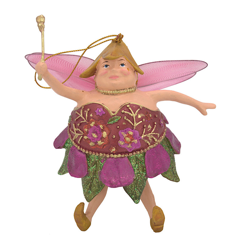 Pummelelfe Baumschmuck Figur "Dicke Elfe" Fee orientrot-grün Hänger Ostern Frühling Weihnachten 15cm