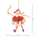 Christbaumschmuck Pummelelfe "Dicke Elfe" Fee rot-weiß-gold Weihnachten Baumschmuck Ornament Anhänger 15cm