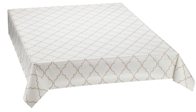 Wachstuchtischdecke "Dunya weiß beige" 1,4m Breite Länge wählbar