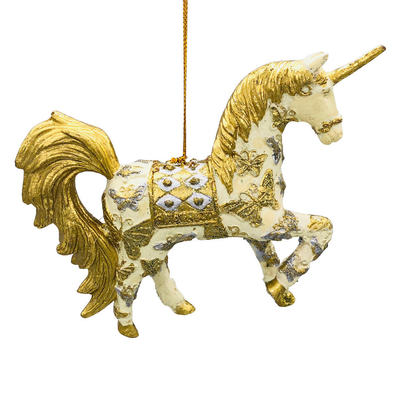 Christbaumschmuck Figur "Einhorn" Hänger creme-gold Hänger 15 cm