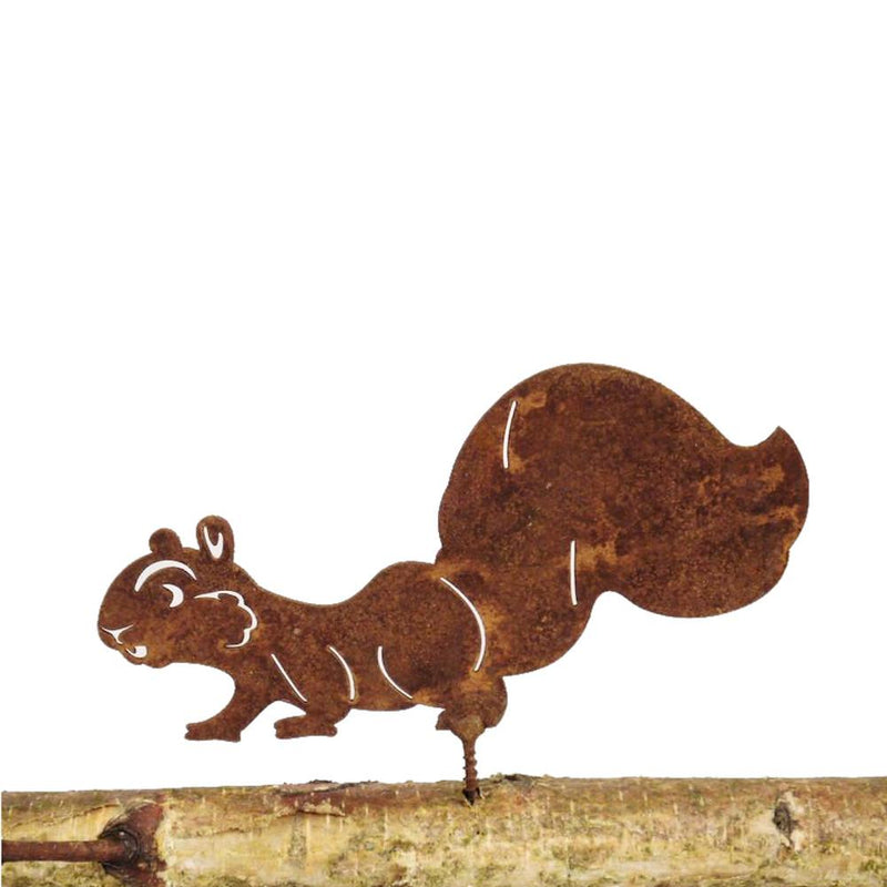 Gartendeko Eichhörnchen groß mit Dorn Schraube Baumtier Metall Rost Deko 25cm x 16cm