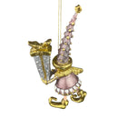 Kleiner Weihnachtsmann Elf Gabenträger Weihnachten Deko Anhänger Christbaumschmuck 13 cm Taupe Gold mit Geschenken