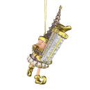 Kleiner Weihnachtsmann Elf Gabenträger Weihnachten Deko Anhänger Christbaumschmuck 13 cm Taupe Gold mit Geschenken