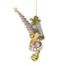 Kleiner Weihnachtsmann Elf Gabenträger Weihnachten Deko Anhänger Christbaumschmuck 13 cm Taupe Gold mit Geschenken