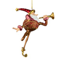Christbaumschmuck Weihnachtsmann mit langen Beinen und Trompete in rot-gold-kupfer Anhänger Ornament Baumschmuck 15,5 cm
