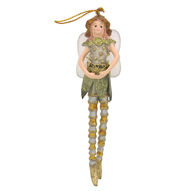 Hänger Baumschmuck Figur Schmetterling Elfe Mädchen Fee silber-grün Ostern Frühling Weihnachten 10 cm