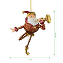 Christbaumschmuck Weihnachtsmann mit langen Beinen und Trompete in rot-gold-kupfer Anhänger Ornament Baumschmuck 15,5 cm