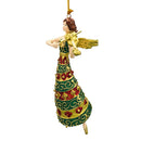 Christbaumschmuck Figur Engel mit Geige grün rot goldenes Kleid Baumschmuck 15cm