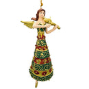 Christbaumschmuck Figur Engel mit Geige grün rot goldenes Kleid Baumschmuck 15cm