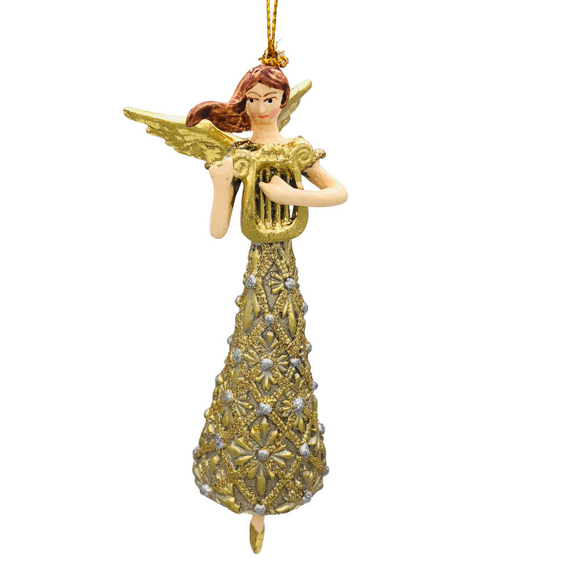 Christbaumschmuck Figur Engel mit Harfe silber Hänger Baumschmuck 16cm