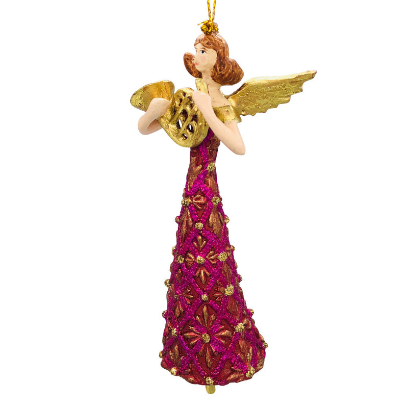 Christbaumschmuck Figur Engel mit Horn pink gold Hänger Baumschmuck 16cm