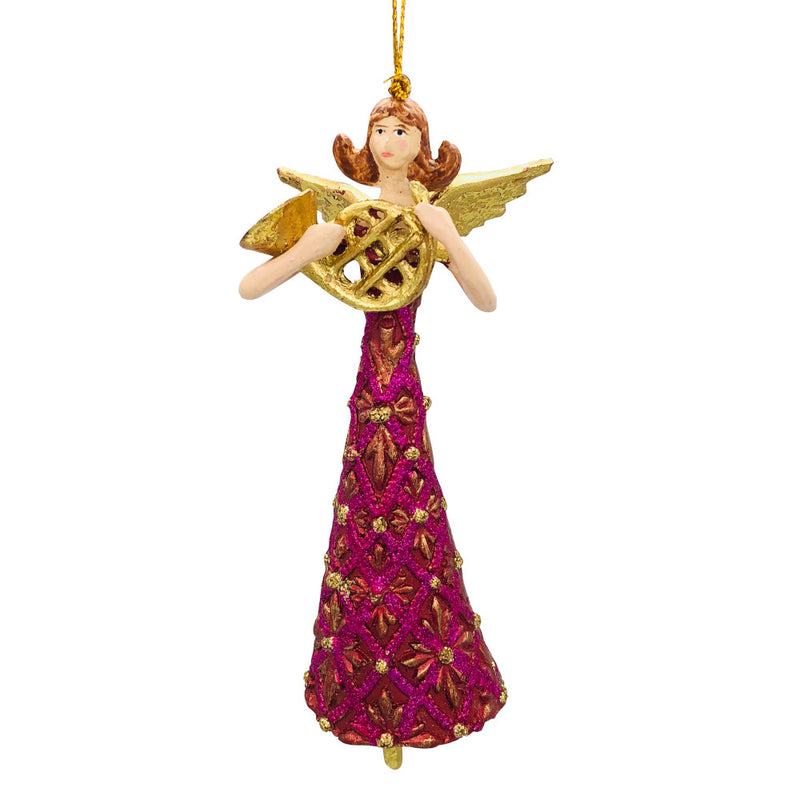 Christbaumschmuck Figur Engel mit Horn pink gold Hänger Baumschmuck 16cm