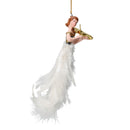 Christbaumschmuck Engel mit Geige und Federkleid weiß-gold-schwarz Baumschmuck 16cm