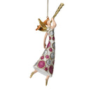 Christbaumschmuck Engel mit Fanfare in einem pink silber weißen Kleid Baumschmuck 16cm