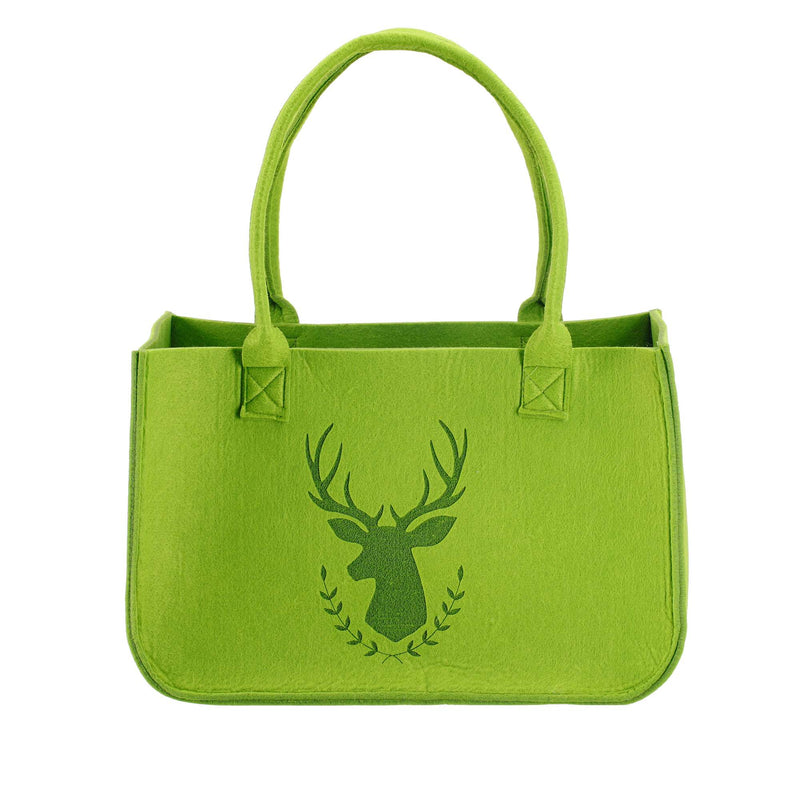 Tasche hellgrün Aufbewahrungstasche aus Filz mit Hirsch Shopper Einkaufstasche mit Henkel Holztasche Handtasche Schultertasche Kaminholz