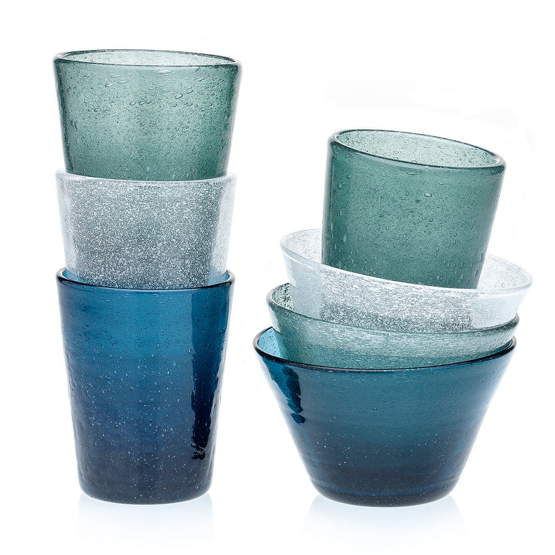 Glasschale Dessertschale Marco Polo Fairtrade Ecoglas mit Luftbläschen weiß