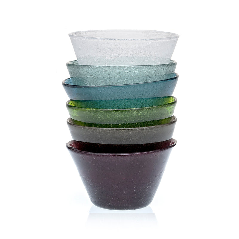Glasschale Dessertschale Marco Polo Fairtrade Ecoglas mit Luftbläschen purple