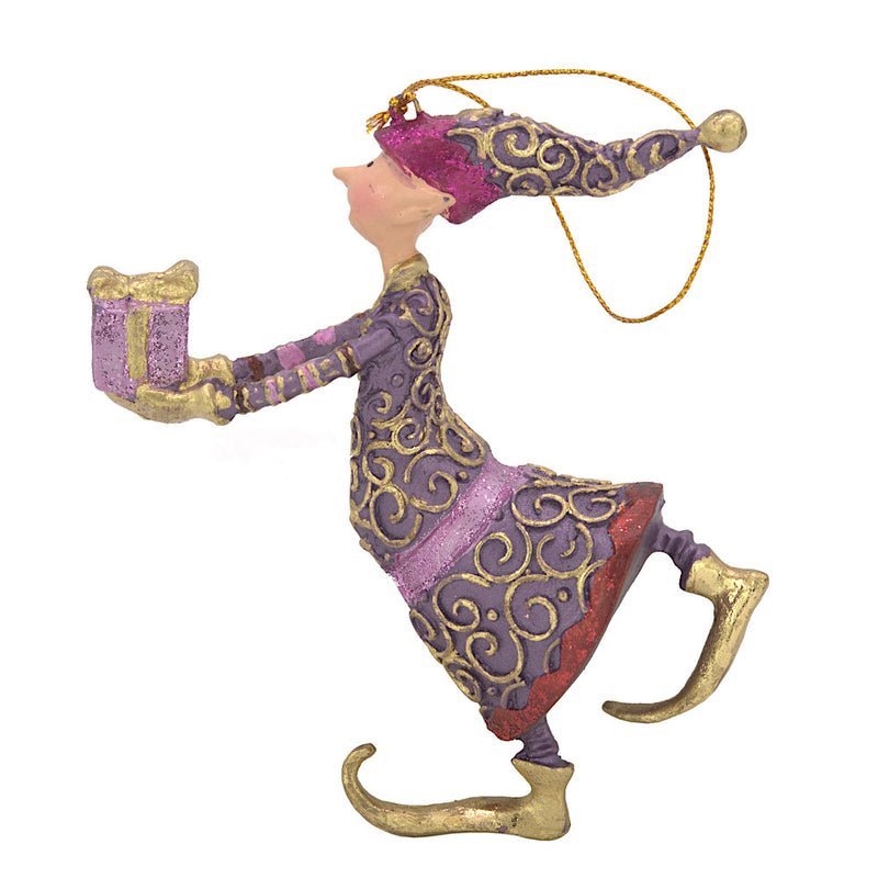 Christbaumschmuck Figur Gabenträger Hänger Baumschmuck lila 13 cm