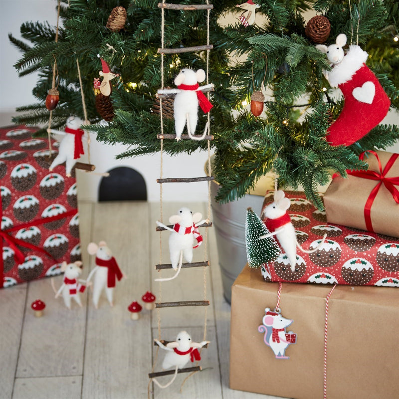 Christbaumschmuck Deko Hänger Maus mit Tannenbaum Weihnachten Filz 12cm