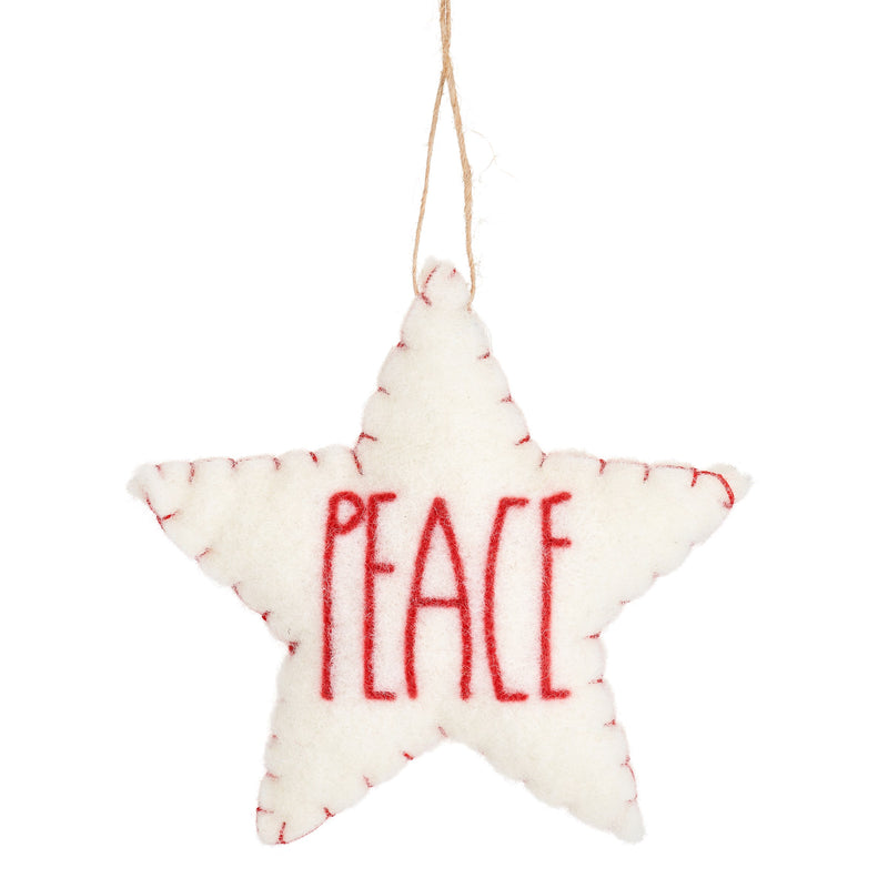 3-er Set Christbaumschmuck Deko Hänger Filz PEACE LOVE JOY Stern Herz Tannenbaum weiß rot weich B/H: 8cm/14cm leicht Weihnachten