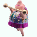 Christbaumschmuck Figur Schwein Sportler fitnessstudio handbemalt Weihnachten Baumschmuck Deko Anhänger Christbaumschmuck 11 cm (pink-grün-gold)