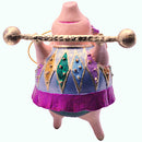 Christbaumschmuck Figur Schwein Sportler fitnessstudio handbemalt Weihnachten Baumschmuck Deko Anhänger Christbaumschmuck 11 cm (pink-grün-gold)
