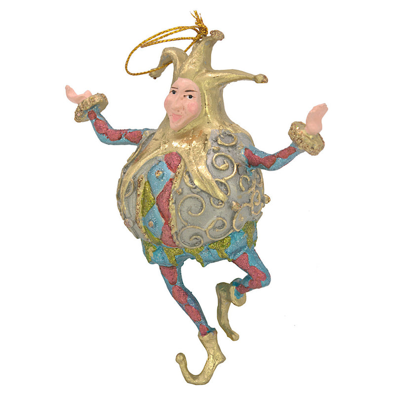 Christbaumschmuck Figur Harlekin Dick Deko Hänger blau grün gold