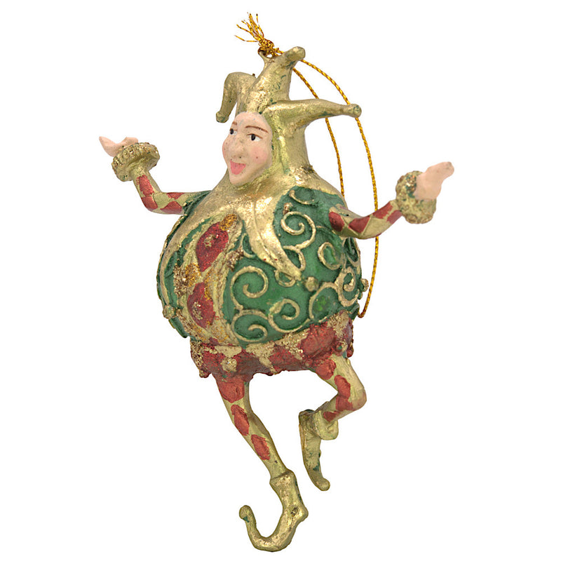 Christbaumschmuck Figur Harlekin Dick Deko Hänger grün rot gold