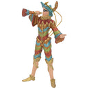 Christbaumschmuck Figur Harlekin mit Fanfare Deko Hänger gold blau rot 14cm