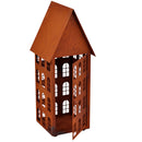 Gartendeko Haus in 3 Größen Laterne Gartenlicht zum Stellen Metall Rost Deko