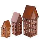 Gartendeko Haus in 3 Größen Laterne Gartenlicht zum Stellen Metall Rost Deko