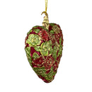 Christbaumschmuck Figur Deko Herz breit rot-grün-gold blumig Weihnachten Handarbeit 10,5cm hoch