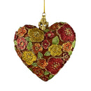 Hänger Christbaumschmuck Figur Deko Herz breit kupfer-rot-gold blumig Weihnachten Handarbeit 10,5cm hoch