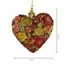 Hänger Christbaumschmuck Figur Deko Herz breit kupfer-rot-gold blumig Weihnachten Handarbeit 10,5cm hoch