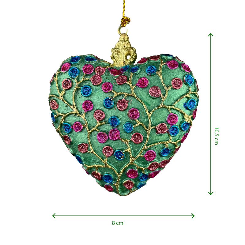 Christbaumschmuck Figur Deko Herz breit türkis Ranken Weihnachten Handarbeit 10,5cm hoch