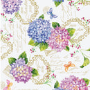 Wachstuchtischdecke "Hortensie" lila rosa weiß Blumen und Schmetterlinge 1,4m Breite Länge wählbar