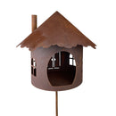 Hexenhaus rund Vogelhaus Futterstation Vogelfutter zum Stellen mit Stab Metall Rost Deko Durchmesser 28cm 145cm Gesamthöhe