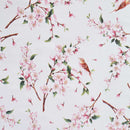 Wachstuchtischdecke PVC "Kirschbaum" Blüten Vögel rosa weiß grün 1,4m Breite Länge wählbar