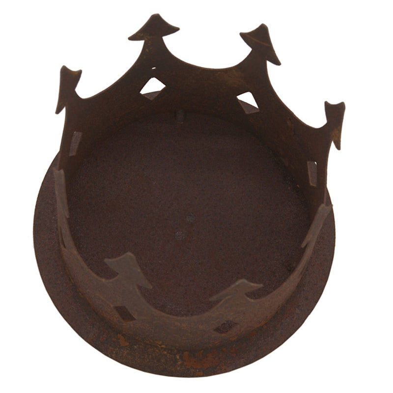 Gartendeko Krone in zwei Größen zum Stecken offen Kerzenhalter Metall Rost Deko